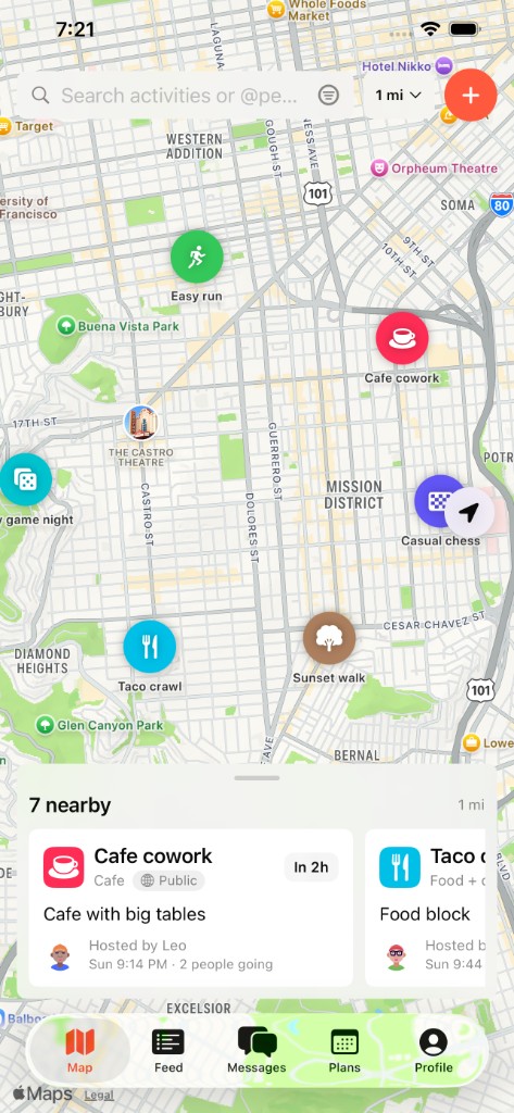 Browse nearby plans on the map and in the sheet.
